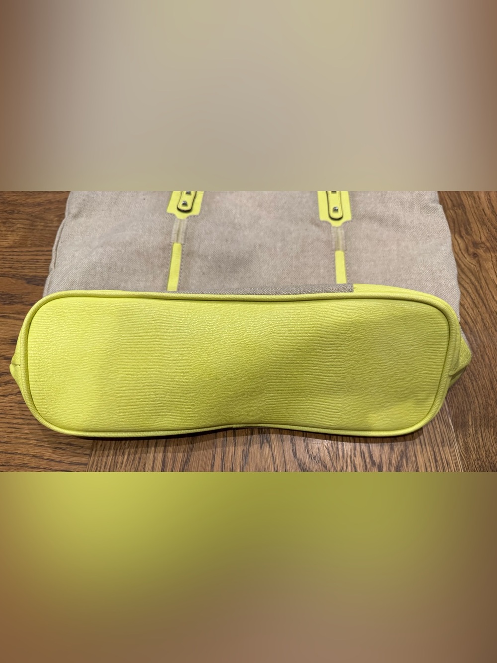 Canvas Tote Bag with Neon Yellow Trim - Picture 6 of 16